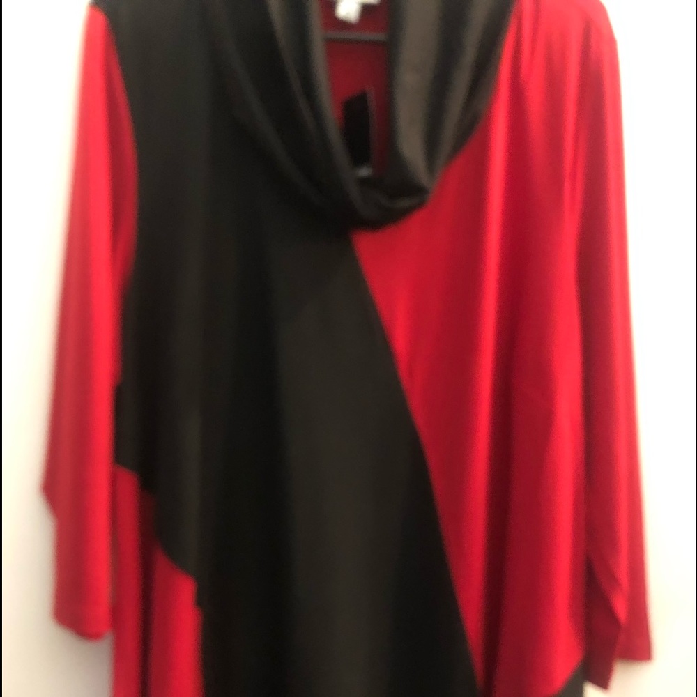 Red and black colorblock top